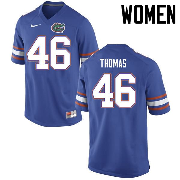 NCAA Florida Gators Will Thomas Women's #46 Nike Blue Stitched Authentic College Football Jersey ZHA2864YF